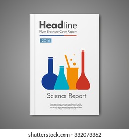 Science Laboratory design vector template layout for magazine brochure flyer booklet cover annual report. 
