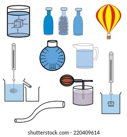 science laboratory equipment on white background