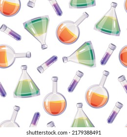 Ilustración del patrón de repetición de envoltura de cubierta transparente de laboratorio de ciencia
