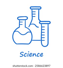 Science – Laboratory glassware including flasks and test tubes representing experiments and scientific research.