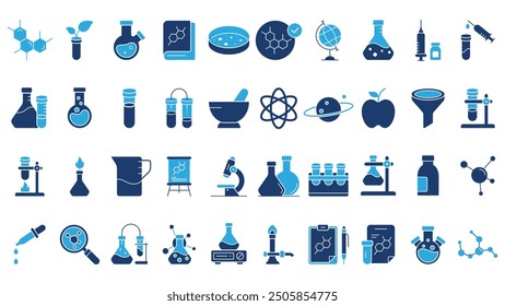 Diseño de Vector sólido de la colección del icono del laboratorio de la ciencia en estilo de moda