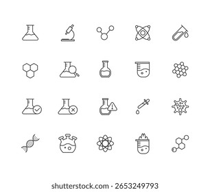 Science and Laboratory Icon Set - Line Style
