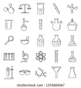 Science laboratory icon set. Outline set of science laboratory vector icons for web design isolated on white background