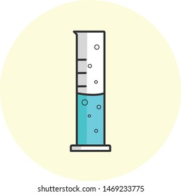 science laboratory icon vector .Cylinder with blue solution illustration