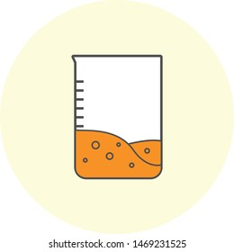 science laboratory icon vector.beaker with orange solution illustration