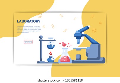 Science laboratory landing page template. Science concept.