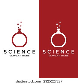 Science laboratory logo design with molecule bubble with modern concept.Logo for business, lab, science.
