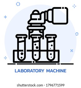 Science laboratory machine learning line style. Icon design for mobile application, website.