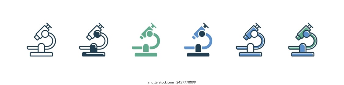 science laboratory microscope icon set microbiology equipment medicals organism research tool vector illustration for web and app