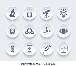 Science, laboratory, research icons set