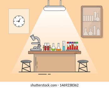 Science Laboratory Room Backgroundvector Illustration Stock Vector ...