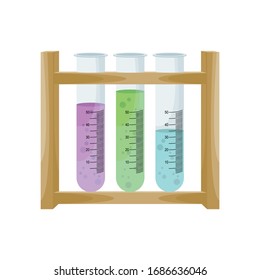 Science laboratory tubes holder with test substances. vector illustration