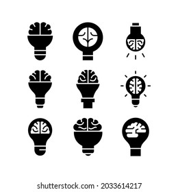 icono cerebral de lámpara de ciencia o logotipo símbolo de seña aislado ilustración vectorial - Colección de iconos vectoriales de estilo negro de alta calidad
