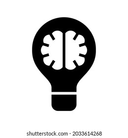 icono cerebral de lámpara de ciencia o logotipo símbolo de signo aislado ilustración vectorial - iconos vectoriales de estilo negro de alta calidad
