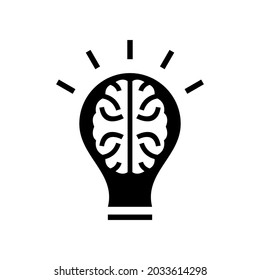 icono cerebral de lámpara de ciencia o logotipo símbolo de signo aislado ilustración vectorial - iconos vectoriales de estilo negro de alta calidad
