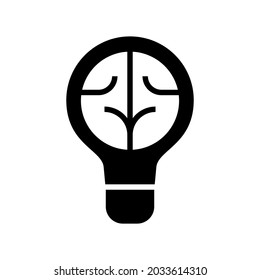 icono cerebral de lámpara de ciencia o logotipo símbolo de signo aislado ilustración vectorial - iconos vectoriales de estilo negro de alta calidad
