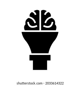 icono cerebral de lámpara de ciencia o logotipo símbolo de signo aislado ilustración vectorial - iconos vectoriales de estilo negro de alta calidad
