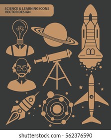 Science and learning icon set,clean vector