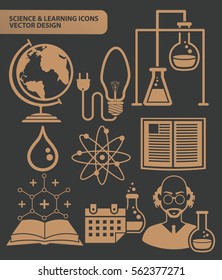 Science and learning icon set,clean vector