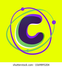 Science letter C logotype. High technology overlapping gradient font. Vivid glossy colors.