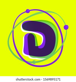Science letter D logotype. High technology overlapping gradient font. Vivid glossy colors.