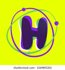Science letter H logotype. High technology overlapping gradient font. Vivid glossy colors.