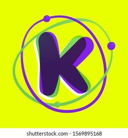 Science letter K logotype. High technology overlapping gradient font. Vivid glossy colors.