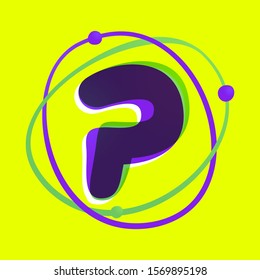 Science letter P logotype. High technology overlapping gradient font. Vivid glossy colors.