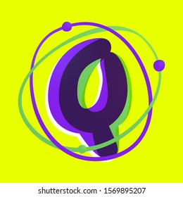 Science letter Q logotype. High technology overlapping gradient font. Vivid glossy colors.
