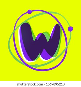 Science letter W logotype. High technology overlapping gradient font. Vivid glossy colors.