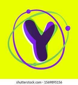 Science letter Y logotype. High technology overlapping gradient font. Vivid glossy colors.