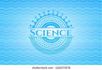 Science light blue water style emblem.