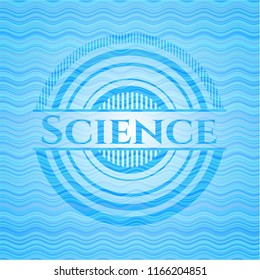 Science light blue water wave style badge.