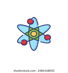 Symbol für Wissenschaft. Atom, Orbit, Atom. Bildung. Kann für Themen wie Schule, Physik, Studium verwendet werden