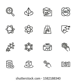 Science line icon set. Set of line icons on white background. Molecule, structure, technology. Science concept. Vector illustration can be used for topics like investigation, laboratory