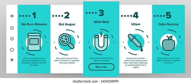 Science Line Icon Set Vector Onboarding Mobile App Page Screen. Analysis Graphic Silhouette. Science Laboratory Icons. Thin Outline Illustration