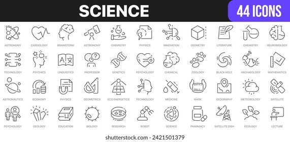 Science line icons collection. UI icon set in a flat design. Excellent signed icon collection. Thin outline icons pack. Vector illustration EPS10