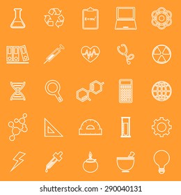 Science line icons on orange background, stock vector