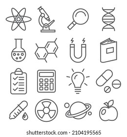 Science line icons set on white background