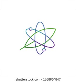 science logo atom orbit with leaf design