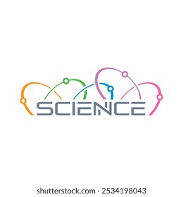 science logo. colorful ellipses and the word science. Science concept for education, business