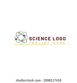 science logo design concept with blue and yellow color object molecules