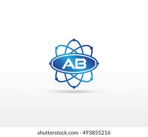 Science logo with the initials AB letter. Science logotype template design
