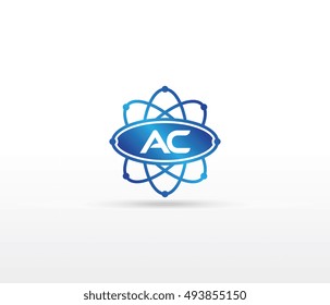 Science logo with the initials AC letter. Science logotype template design