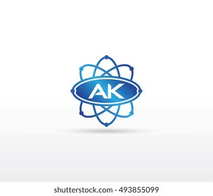 Science logo with the initials AK letter. Science logotype template design
