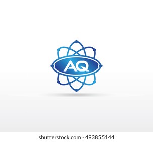 Science logo with the initials AQ letter. Science logotype template design