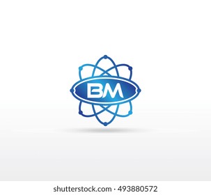 Science logo with the initials BM letter. Science logotype template design