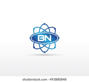 Science logo with the initials BN letter. Science logotype template design