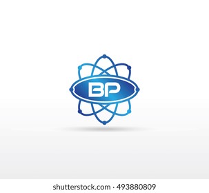 Science logo with the initials BP letter. Science logotype template design