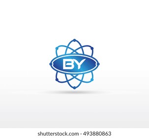 Science logo with the initials BY letter. Science logotype template design